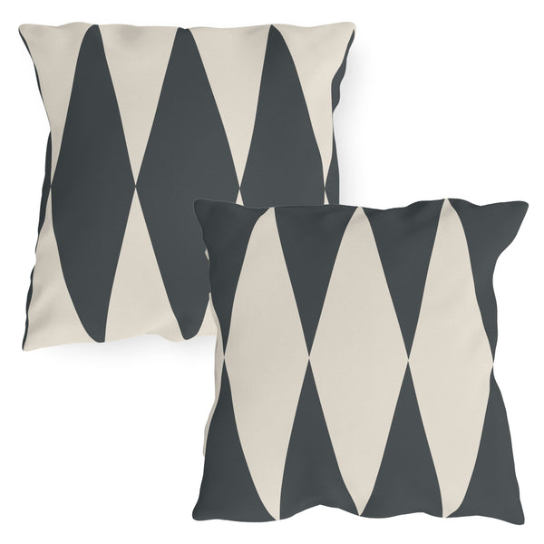 Dark Grey Ivory Diamonds Indoor Outdoor Throw Pillow