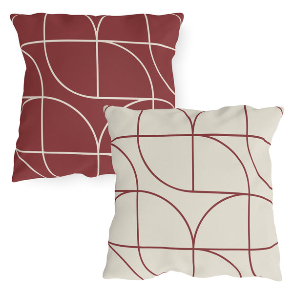 Red & White Art Deco Indoor Outdoor Throw Pillow
