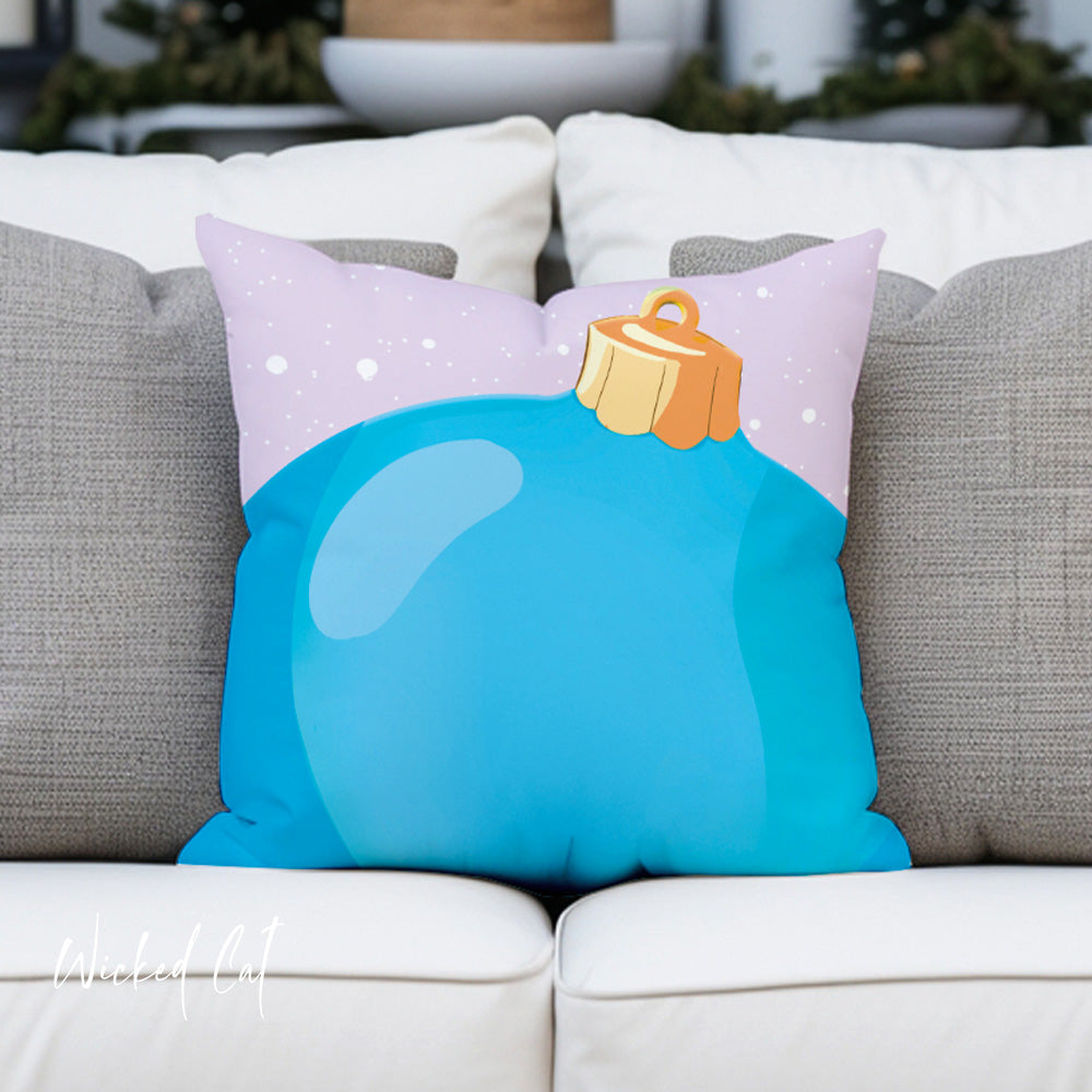 Big Ornament Blue Christmas Indoor Outdoor Pillow
