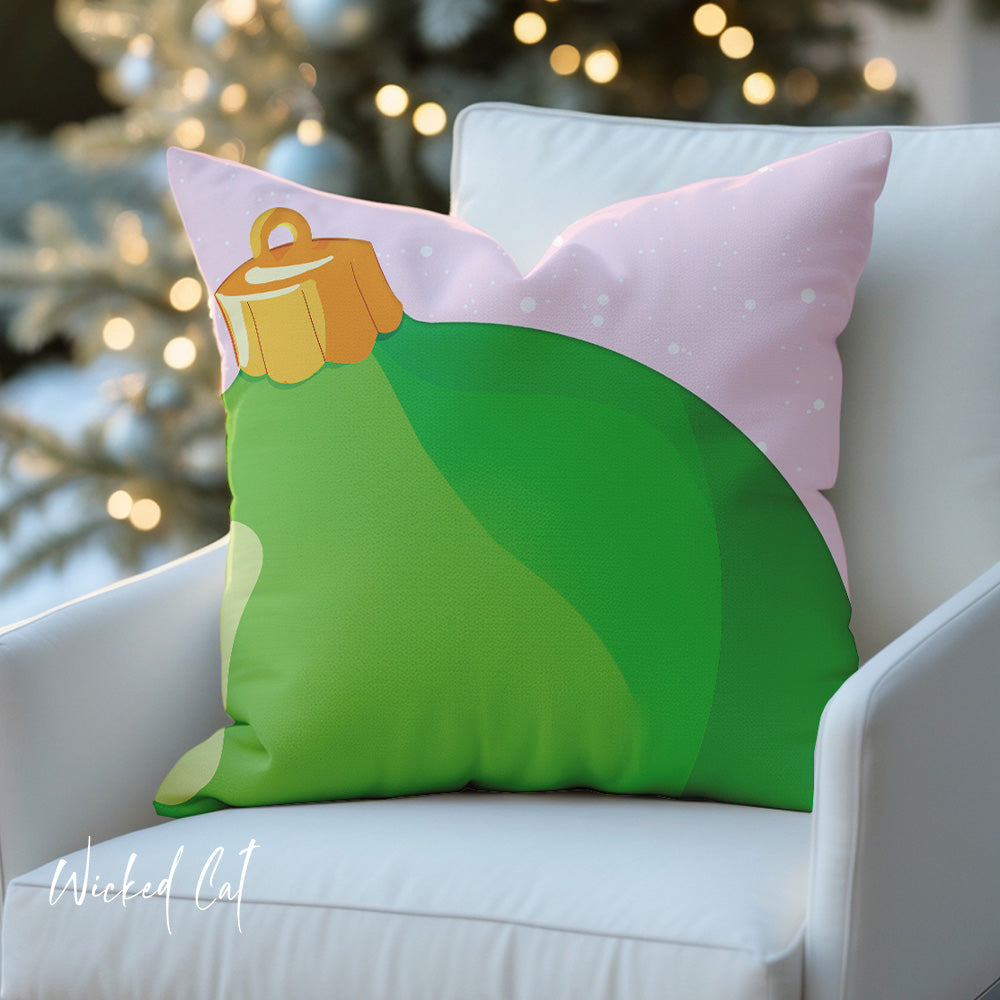 Big Ornament Green Indoor Outdoor Christmas Pillow