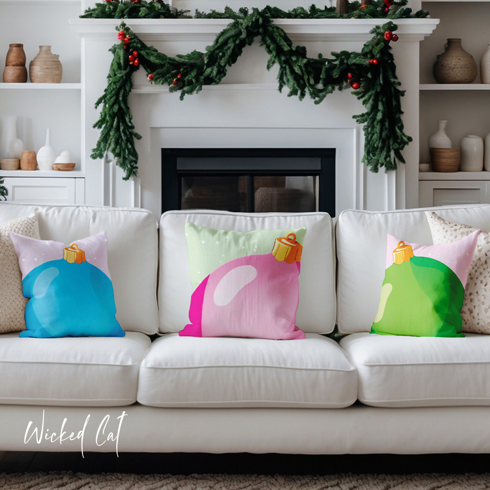 Big Ornament Pink Indoor Outdoor Christmas Pillow