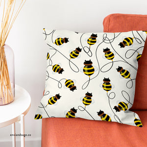 throw pillow with 'Spring Bees Cover' design