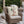 A square decorative throw pillow with a whimsical Christmas tree design, resting on a wicker patio chair in a cozy, softly lit outdoor setting.