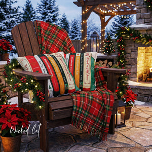 throw pillow with 'Christmas Classics Books Decor' design