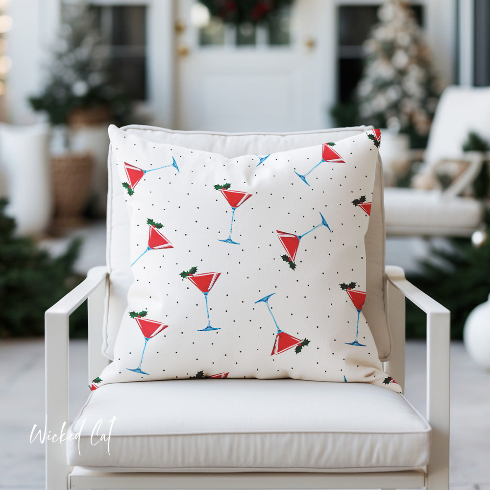 Martini Christmas Party Indoor Outdoor Throw Pillow