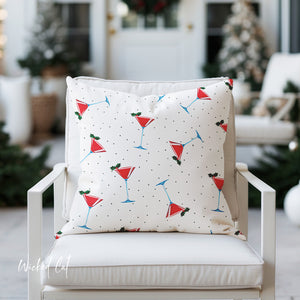 throw pillow with 'Martini Outdoor Holiday Cocktail Decor' design