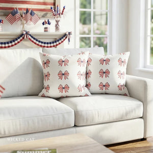 throw pillow with 'Patriotic Bows 4th of July Soft Accent Cover' design