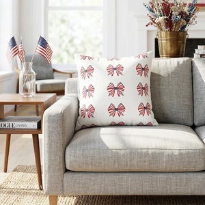 throw pillow with 'Patriotic Bows 4th of July Soft Accent Cover' design