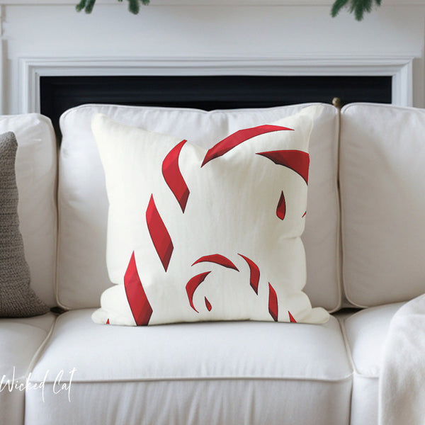 Candy Cane Indoor Outdoor Christmas Throw Pillow