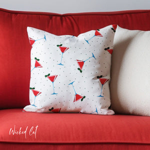 throw pillow with 'Martini Party Cover Holiday' design