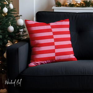 throw pillow with 'Cover Pink Candy Cane Holiday' design