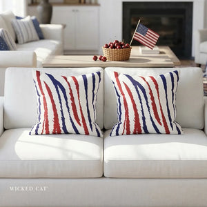 throw pillow with 'Red White Blue Animal Print Patriotic Soft Cover' design