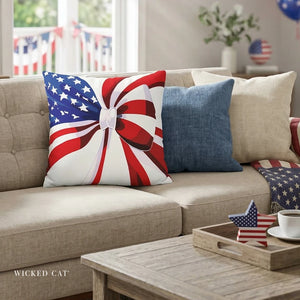 throw pillow with 'American Flow Chic Patriotic Soft Accent Cover' design