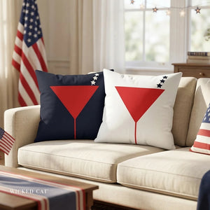 throw pillow with 'Reversible USA Martini Patriotic Cover' design