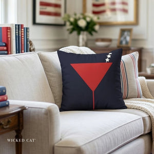 throw pillow with 'Reversible USA Martini Patriotic Cover' design