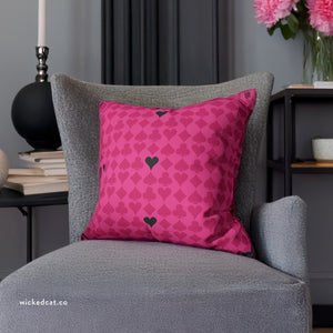 throw pillow with 'Black & Pink Card Deck Cover' design
