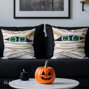 throw pillow with 'Funny Mummy Halloween Soft Cover' design