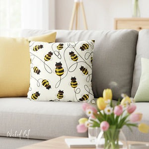 throw pillow with 'Spring Bees Cover' design