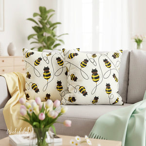 throw pillow with 'Spring Bees Cover' design