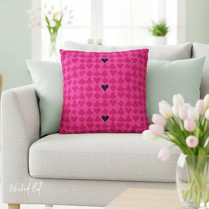 throw pillow with 'Pink & Black Card Deck Cover' design
