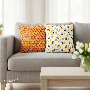 throw pillow with 'Honey Bees Spring Cover' design