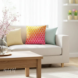 Honeycomb Rainbow Spring Faux Suede Throw Pillow Cover