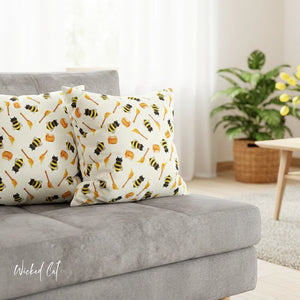 throw pillow with 'Honey Bees Spring Cover' design