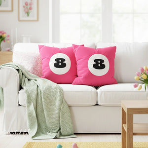 throw pillow with 'Pink 8 Ball Cover' design