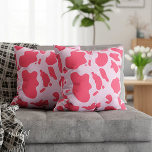 throw pillow with 'Pink Cow Print Cover' design