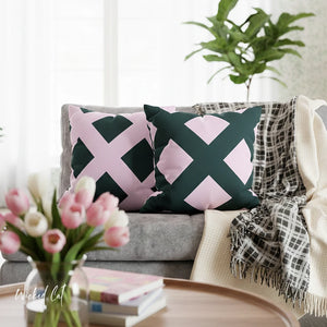 throw pillow with 'Reversible Lavender & Blue Cover' design