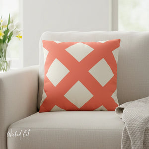 Reversible Ivory & Orange Throw Pillow Cover