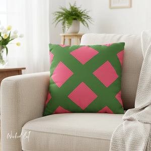 Reversible Pink & Green Faux Suede Pillow Cover