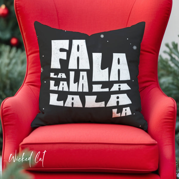 FaLaLaLaLa Indoor Outdoor Holiday Throw Pillow