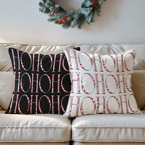 throw pillow with 'Reversible Holiday Outdoor' design