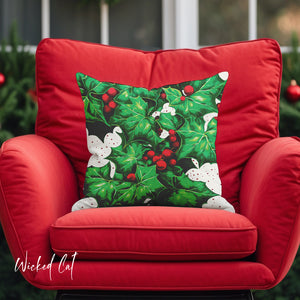 throw pillow with 'Holiday Ivy Christmas' design