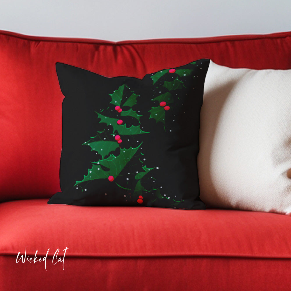 Ivy and Berry Snow Christmas Pillow Cover