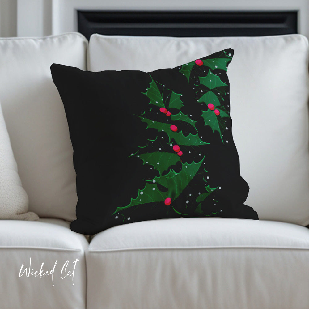 Ivy and Berry Snow Christmas Pillow Cover