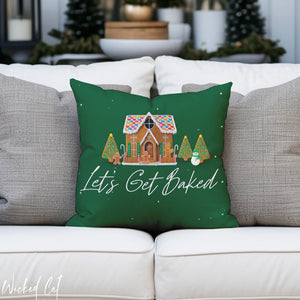 throw pillow with 'Christmas Patio' design