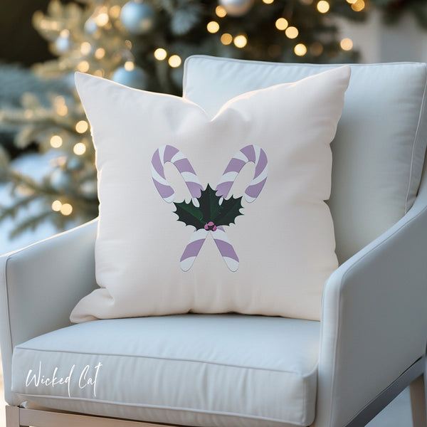 Indoor Outdoor Throw Pillow Pastel Candy Cane Christmas Decor