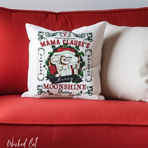 throw pillow with 'Holiday Moonshine Christmas' design