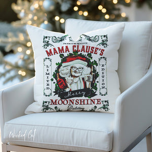 throw pillow with 'Holiday Moonshine Christmas' design