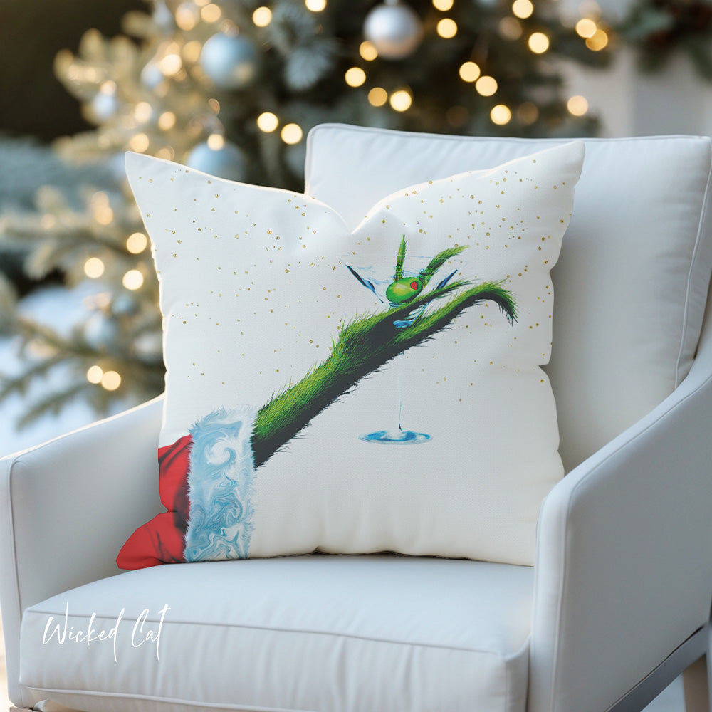 Martini Grinch Grinchmas Christmas Throw Pillow