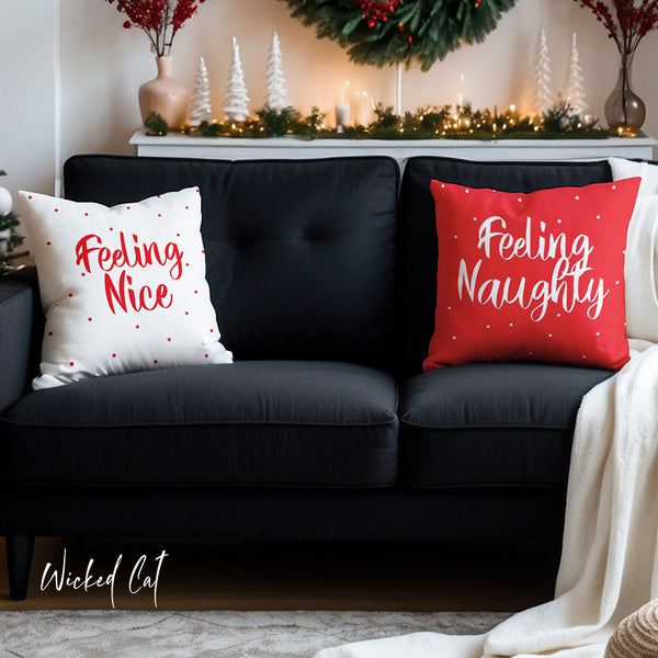 Naughty or Nice Reversible Christmas Pillow Cover