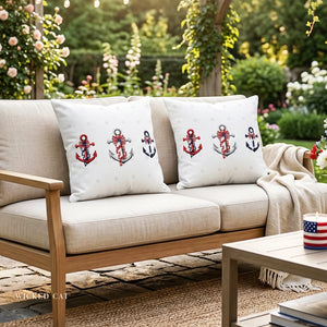throw pillow with 'July 4th Nautical Outdoor Indoor Accent' design