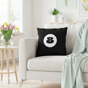 Black 8 Ball Indoor Outdoor Throw Pillow