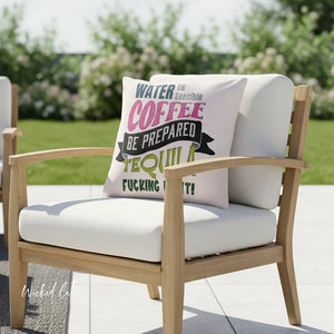 Water Coffee Tequila Funny Indoor Outdoor Throw Pillow