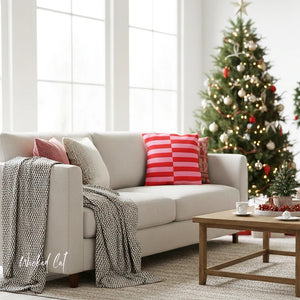 Pink & Red Striped Indoor Outdoor Throw Pillow