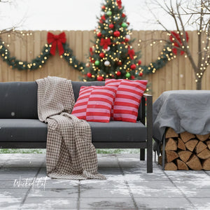 Pink & Red Striped Indoor Outdoor Throw Pillow