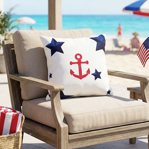 throw pillow with 'Nautical Patriotic Decor Outdoor Indoor' design