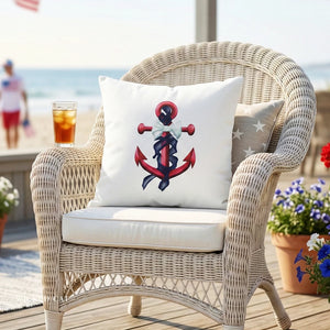 throw pillow with 'Patriotic Red Nautical Anchor Outdoor Indoor Accent' design